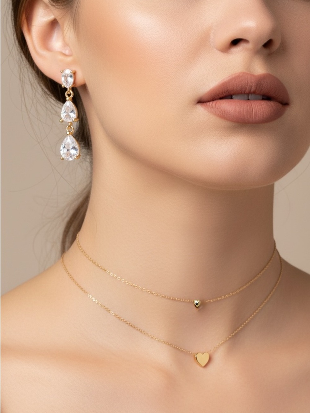 18k Gold Plated Multi-Shape Drop CZ Earrings. New.